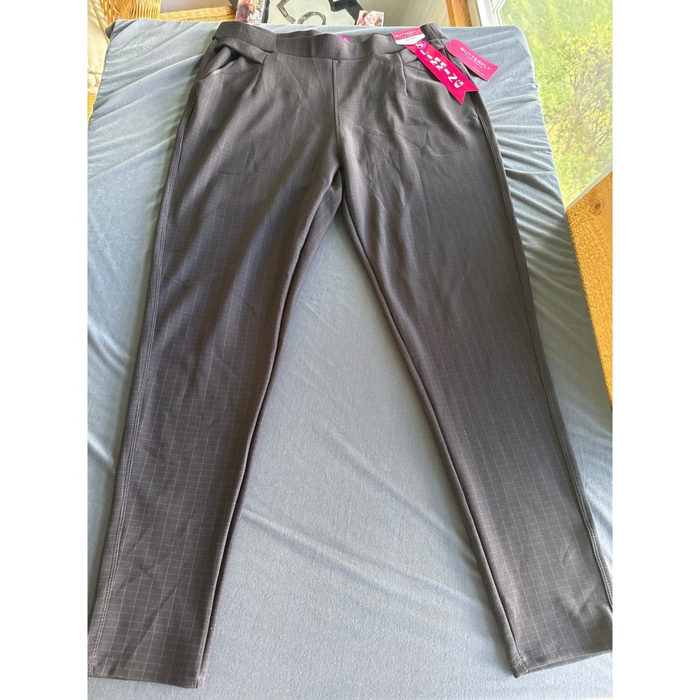 Butterfly by Maze Collection Slimming Scuba Pants Grey Windowpane XL NWT